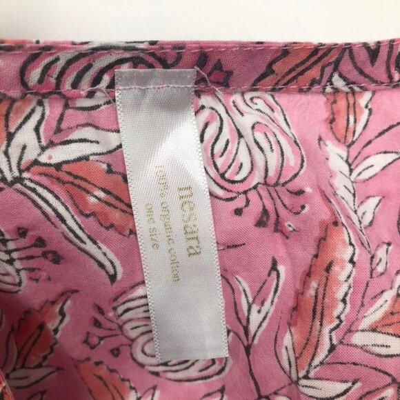 Nesara 100% Organic Cotton Pink Floral Tunic Caftan Kaftan One Size - Picture 5 of 6